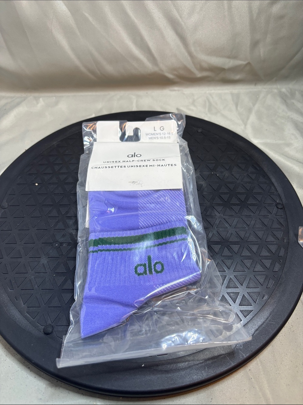 ALO Yoga Lavender Crew Socks with Green Accent